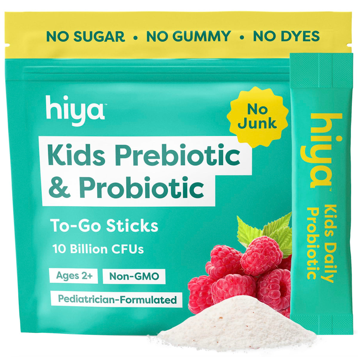 Sachets de probiotiques HIYA pour enfants, saveur fraise, présentation avant