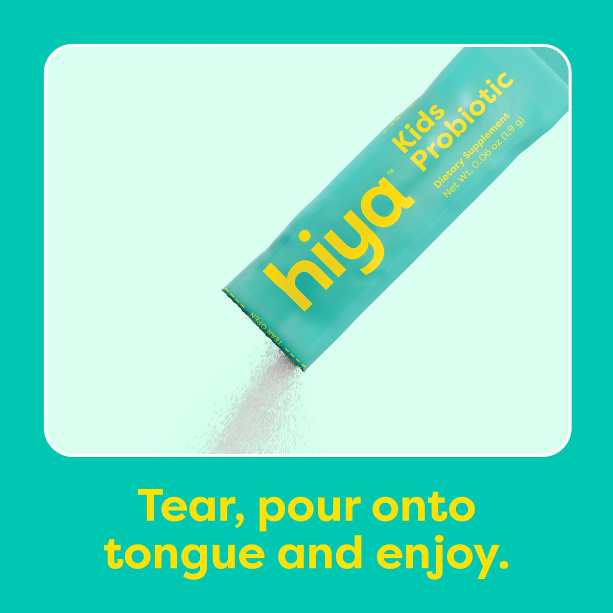 Sachets de probiotiques HIYA pour enfants, saveur fraise, vue arrière