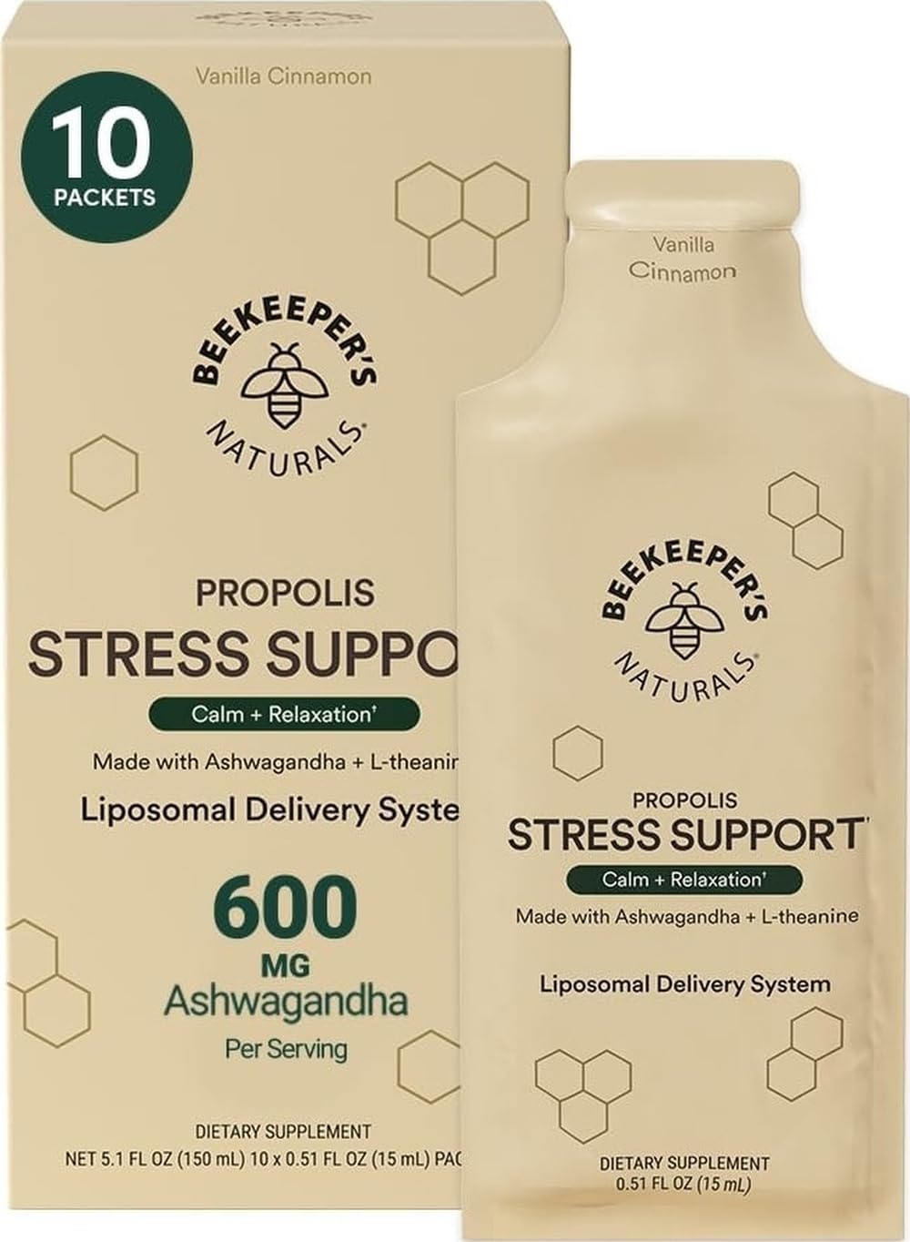 Sachets de soutien au stress liposomal Beekeeper's Naturals, 10ct