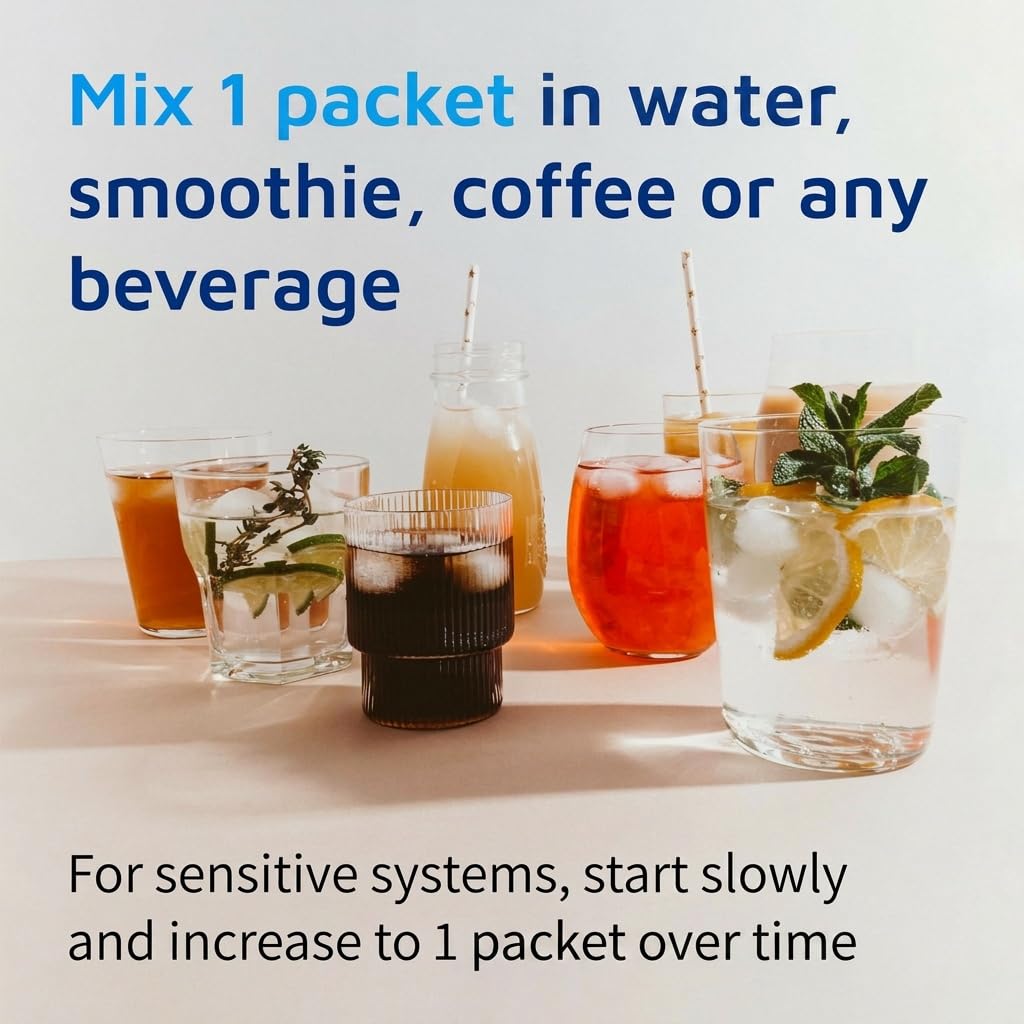 Sachets de Sunfiber GI sur une table avec des ingrédients