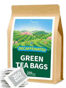 Sachets de thé vert décaféiné TeeLux, 200 sachets dans un emballage kraft