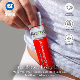 Sachets de Vida Lifescience Liposomal NAD+ sur une table
