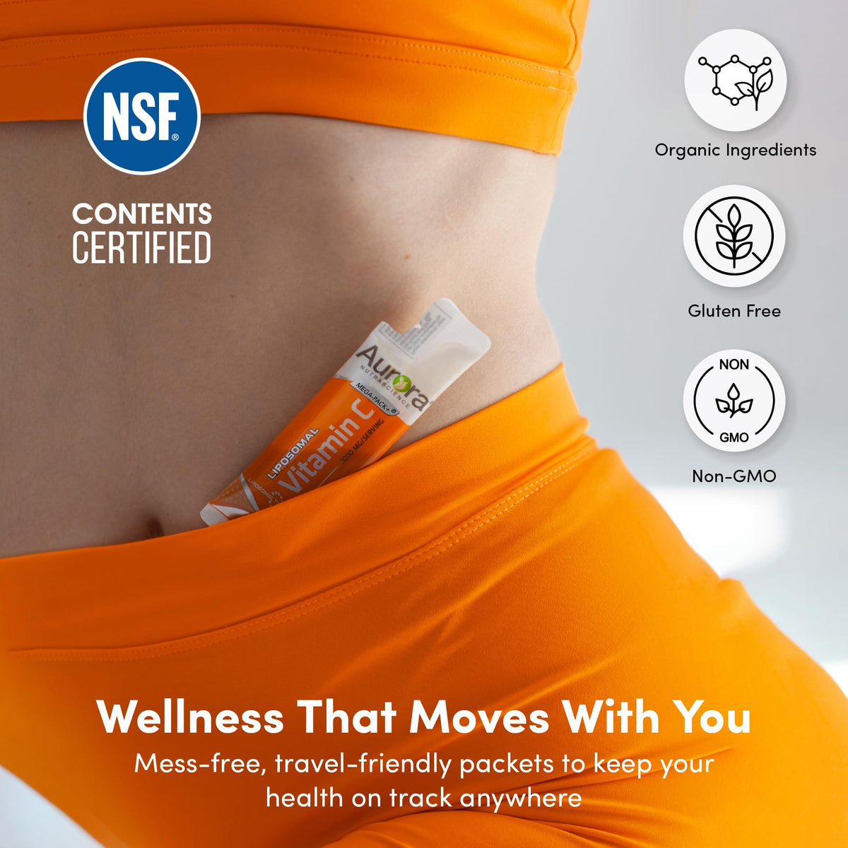 Sachets de Vitamine C Liposomale avec un verre d'eau