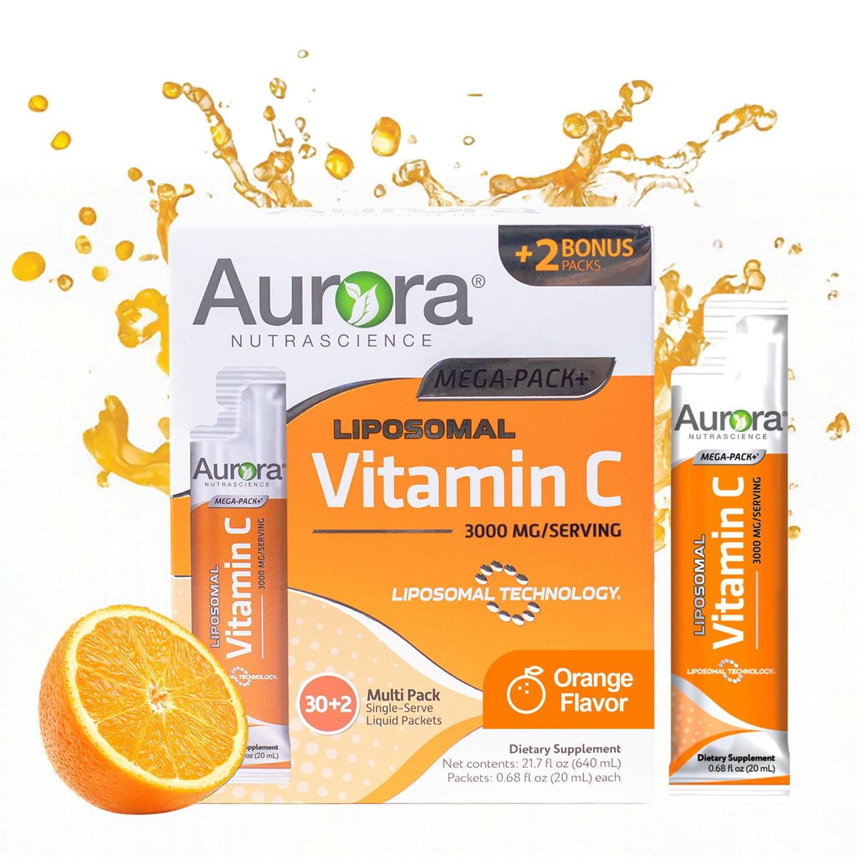 Sachets de Vitamine C Liposomale Liquide Vida Lifescience, orange