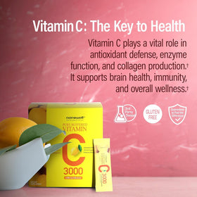 Sachets de vitamine C NANOWELL avec une boisson mélangée