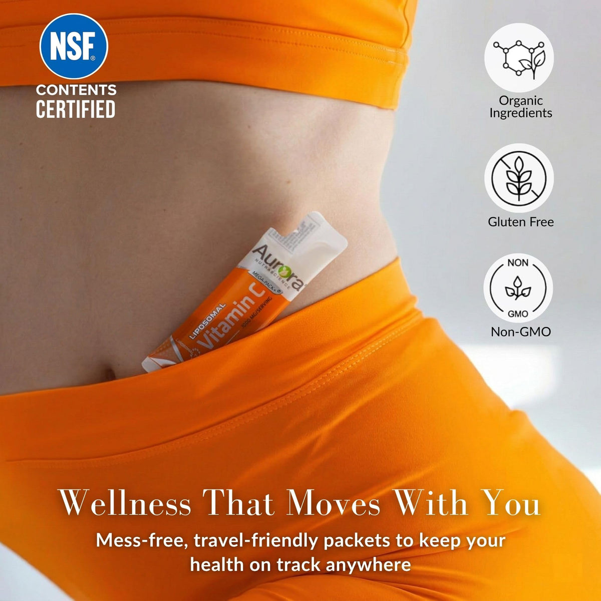 Sachets de vitamine C Vida Lifescience sur fond blanc
