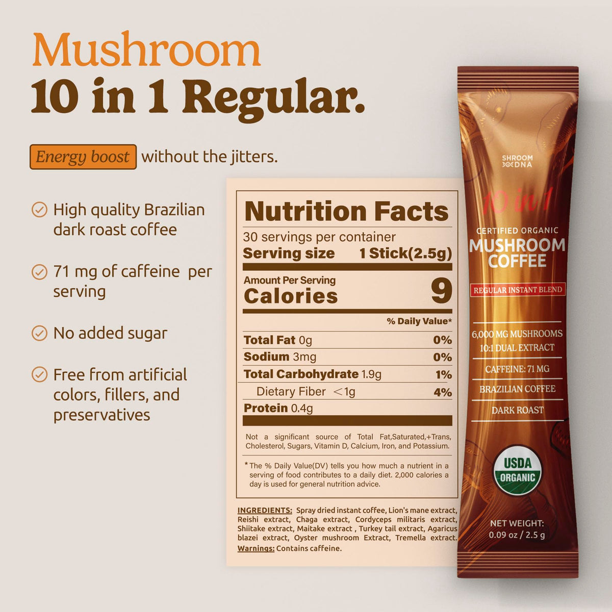 Sachets individuels de café de champignons MATCHA DNA
