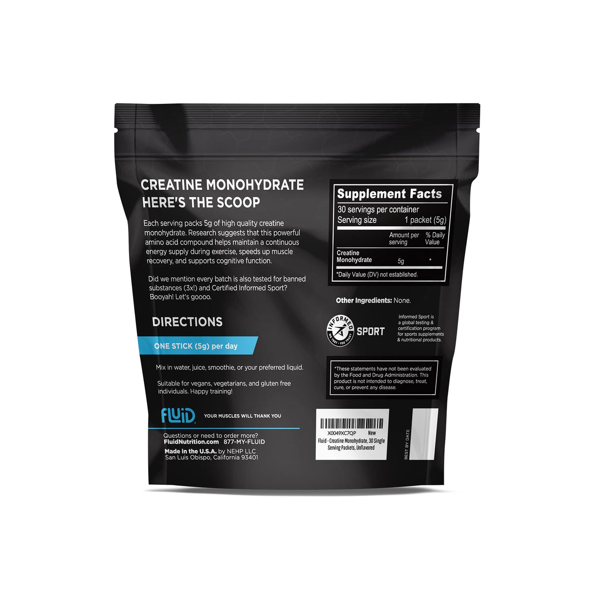 Sachets individuels de créatine Fluid