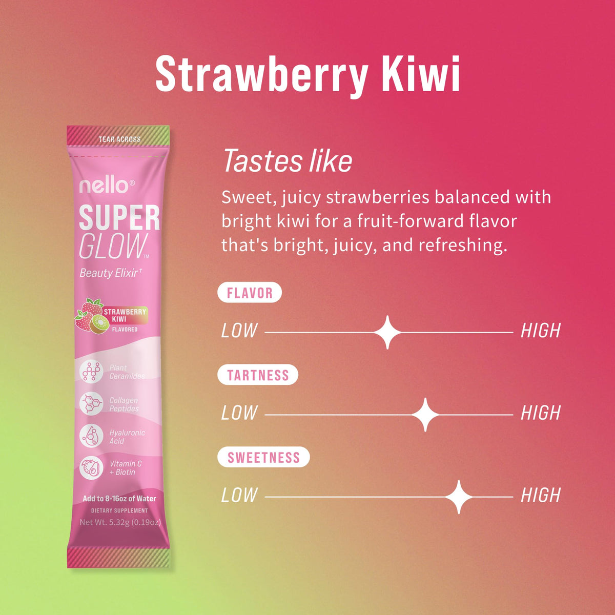 Sachets individuels de Nello Superglow Fraise Kiwi