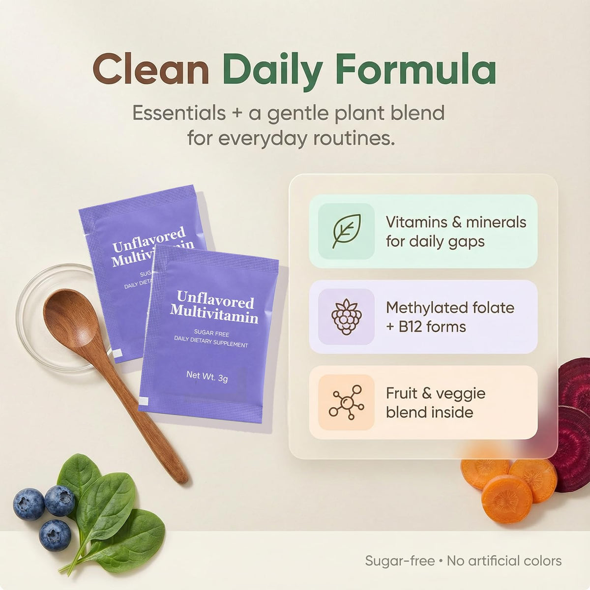 Sachets individuels de poudre de vitamines PRIMEHAVEN dans une main