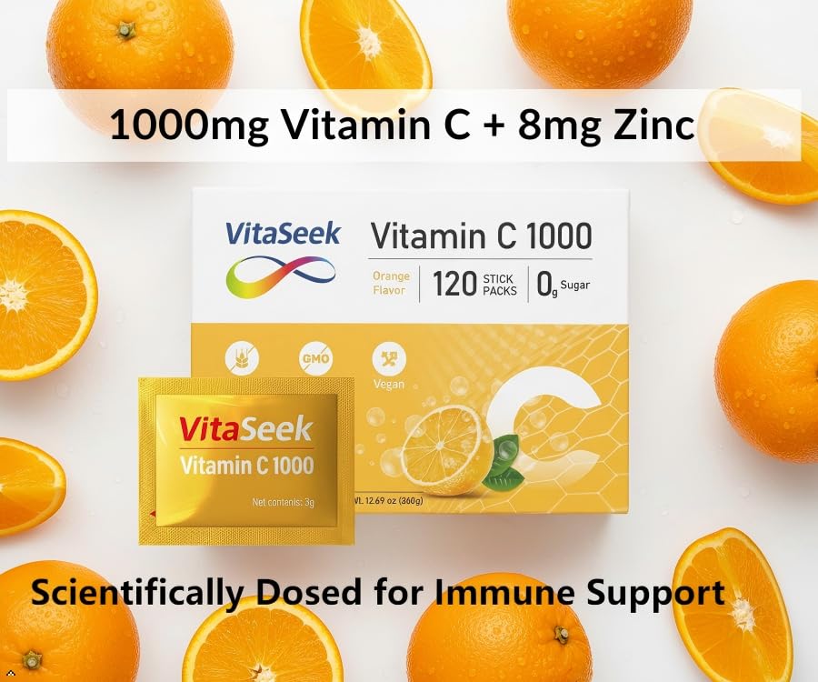 Sachets individuels de VitaSeek Poudre de Vitamine C 1000mg