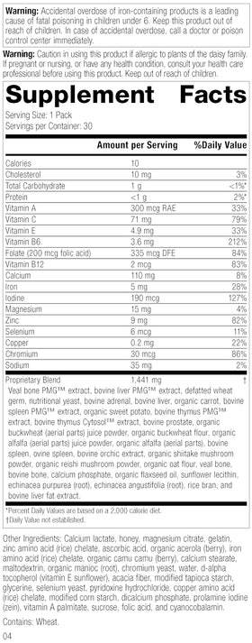Sachets individuels du Pack de Santé du Système daily wellness Standard Process