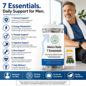 Sachets individuels du Pack de Vitamines Quotidiennes 7 Essentiels pour Hommes