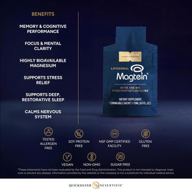 Sachets Magtein Quicksilver Scientific sur un bureau