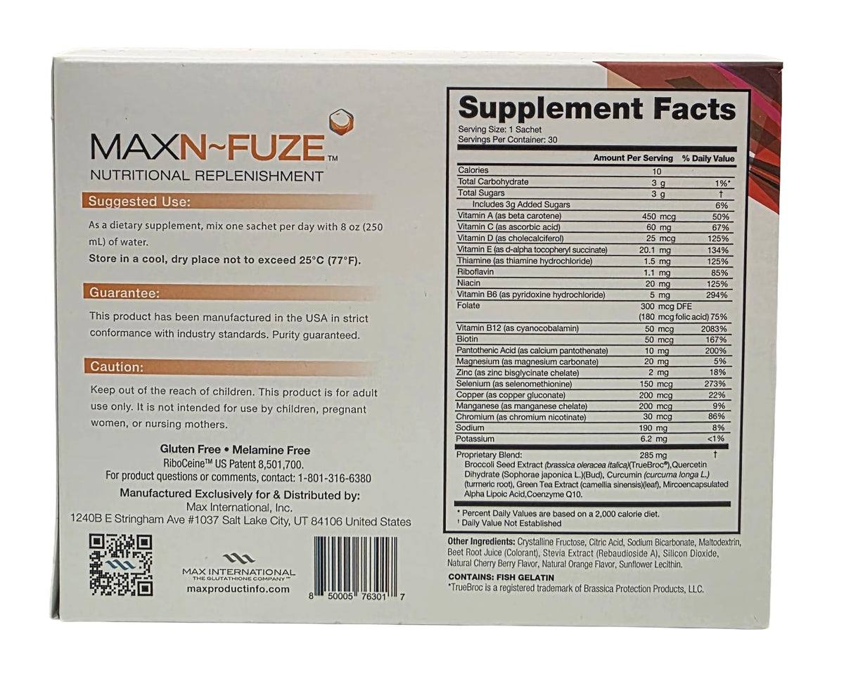 Sachets Max NFuze ouverts montrant la poudre