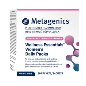 Sachets quotidiens Metagenics Wellness Essentials pour femmes, vue de face
