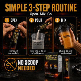 Sachets Shred TRADESMAN NUTRITION avec design propre