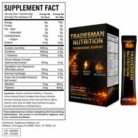 Sachets Shred TRADESMAN NUTRITION en mode de vie actif
