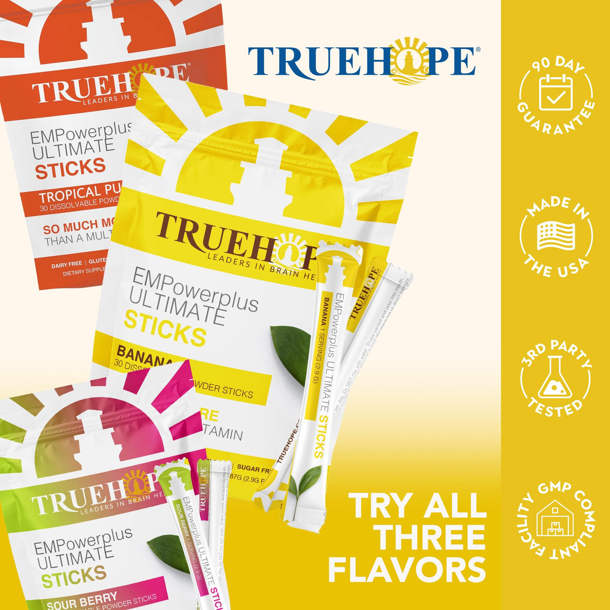 Sachets Truehope présentés dans un environnement naturel