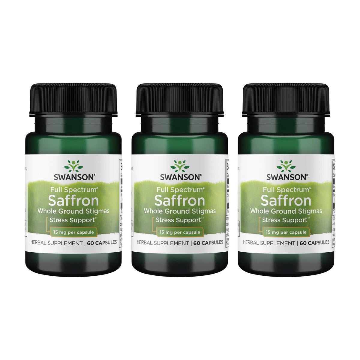 Saffran Espagnol Swanson 15 mg 60 capsules végétales, vue de face