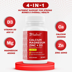 Safrel Calcium Magnésium Zinc 300 comprimés - bouteille ouverte