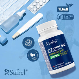 Safrel Vitamine B12 5000 mcg comprimés sous l'angle