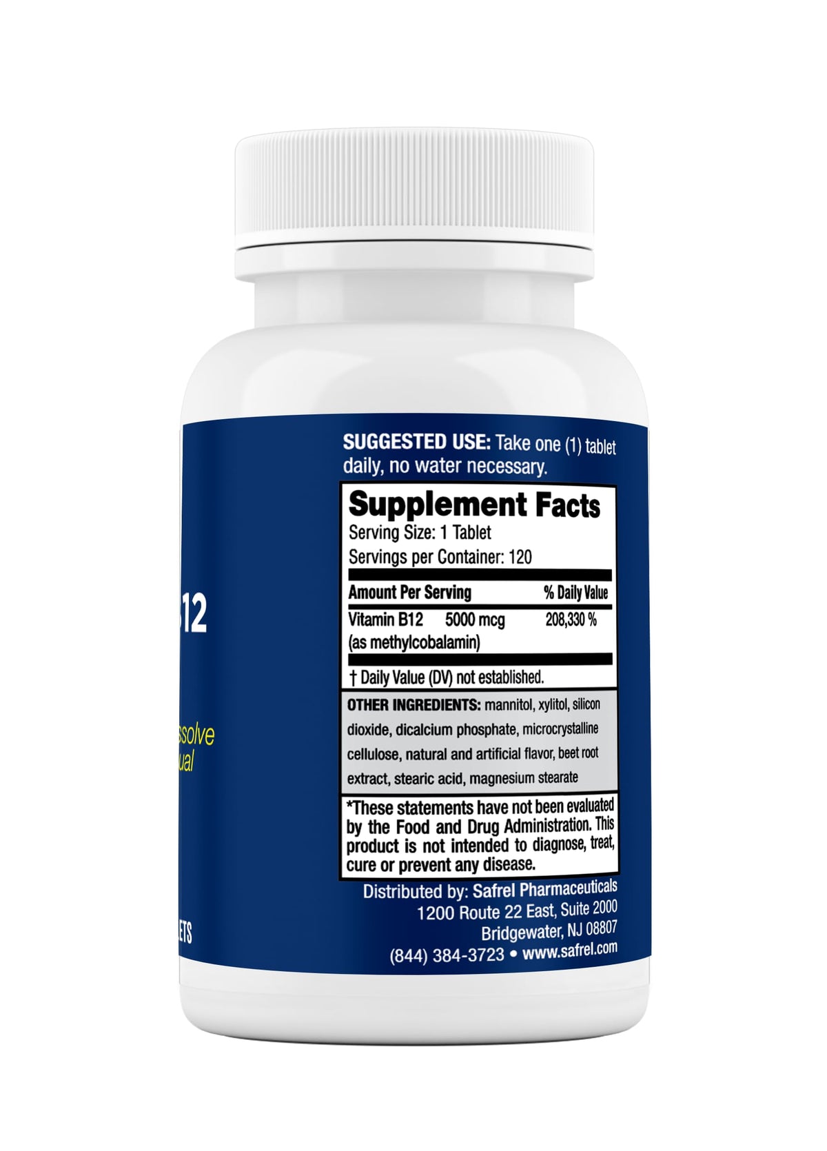 Safrel Vitamine B12 5000 mcg comprimés sublinguaux avec dosage