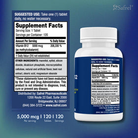 Safrel Vitamine B12 5000 mcg comprimés sublinguaux présentation avec étiquette
