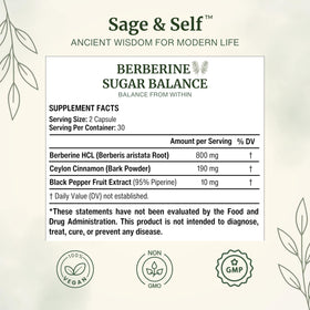 Sage & Self Berberine HCl 1000 mg étiquette arrière