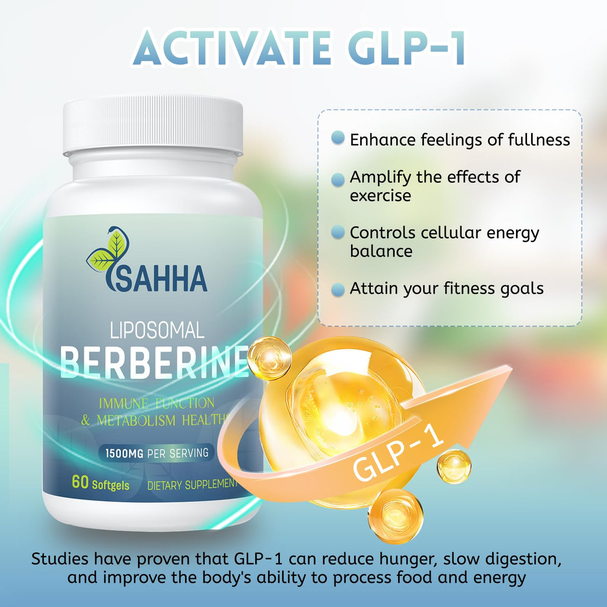 Sahha Berbérine Liposomale 1500mg avec informations nutritionnelles sur l'emballage