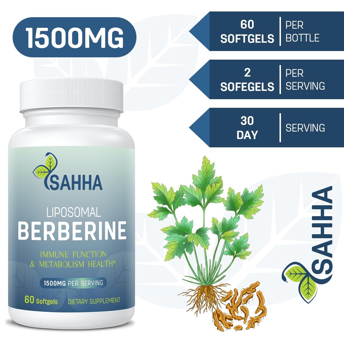 Sahha Berbérine Liposomale 1500mg près d'autres suppléments