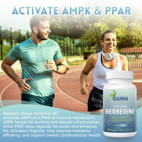 Sahha Berbérine Liposomale 1500mg vue latérale montrant les gélules