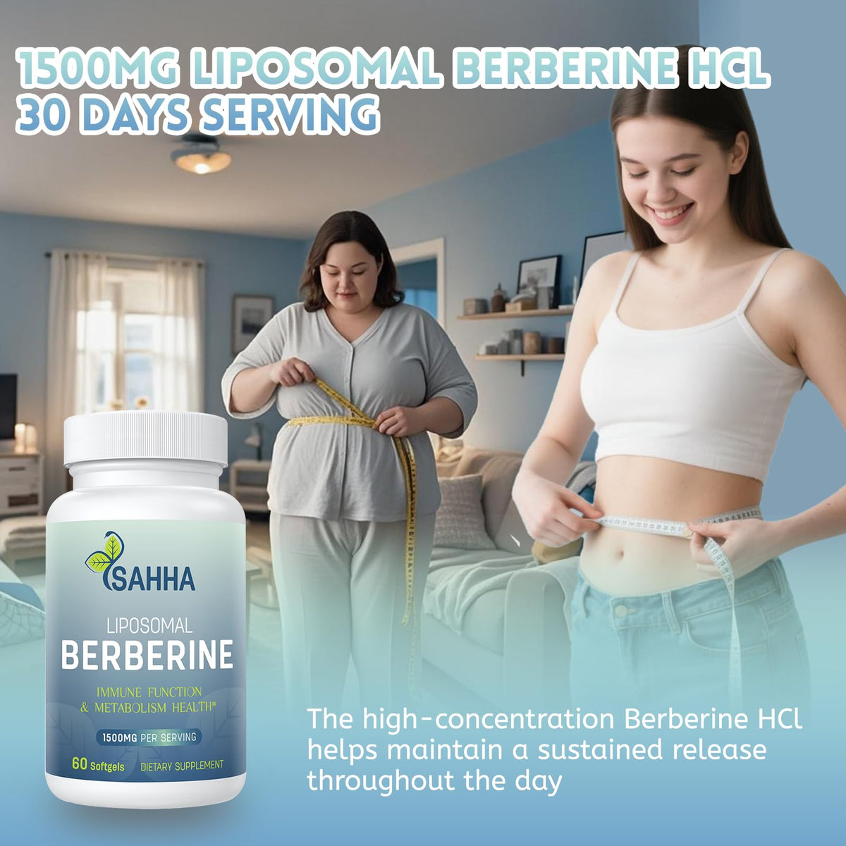 Sahha Liposomal Berberine HCL 1500mg étiquette détails