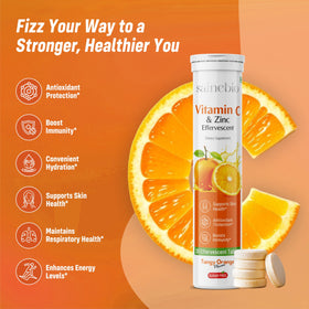 SAINEBIO comprimés effervescents de vitamine C 1000mg avec verre d'eau
