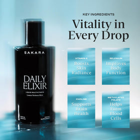SAKARA Daily Elixir Multivitamine Liquide 480 ml étiquette