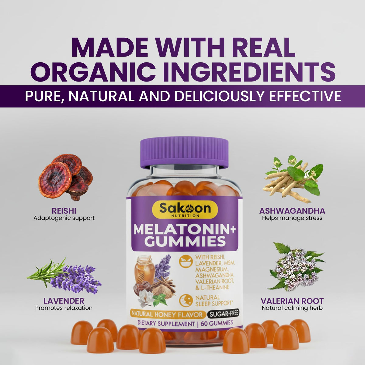 Sakoon nutrition Gélules de Mélatonine 10mg bouteille avec étiquette