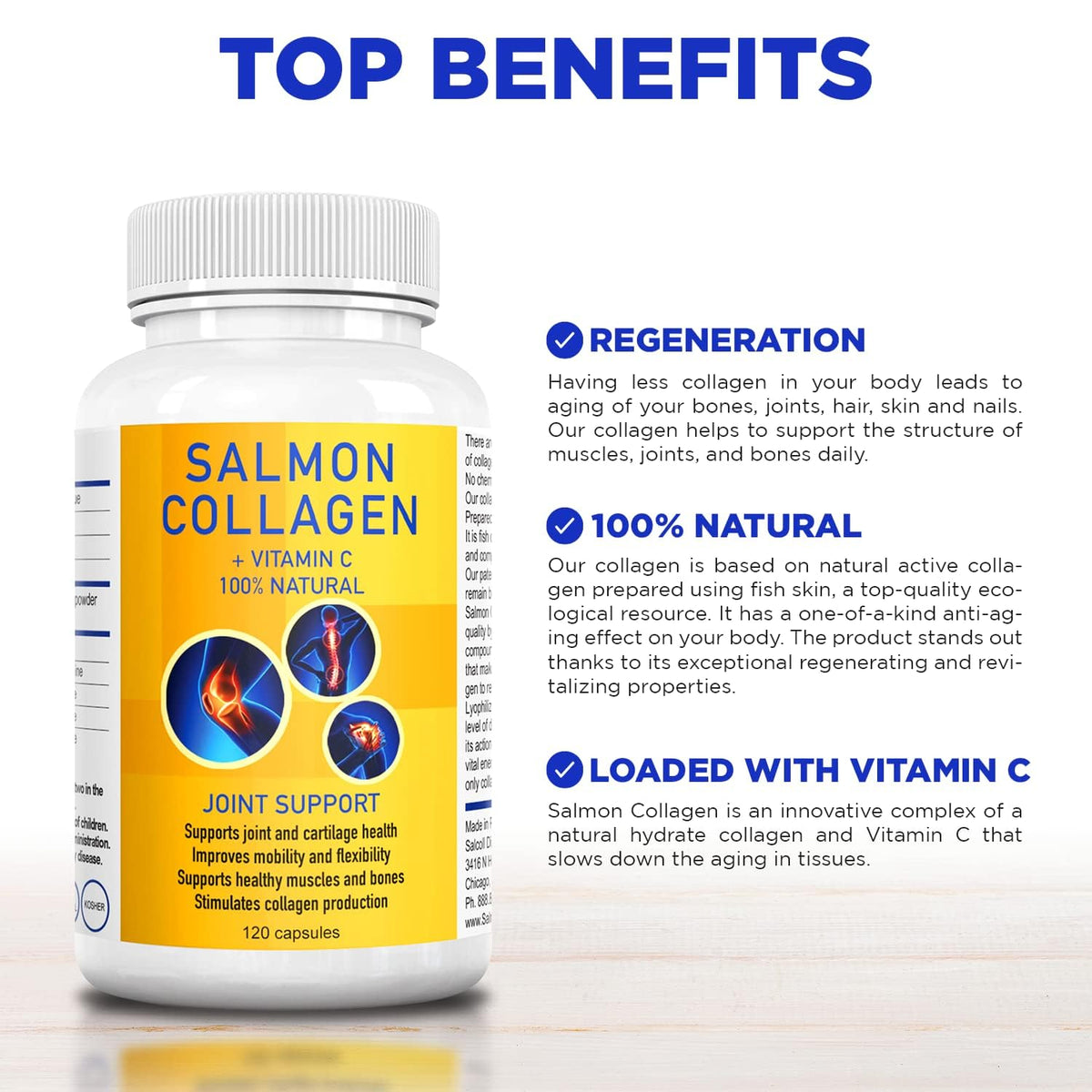Salcoll collagène marin capsules sur fond blanc