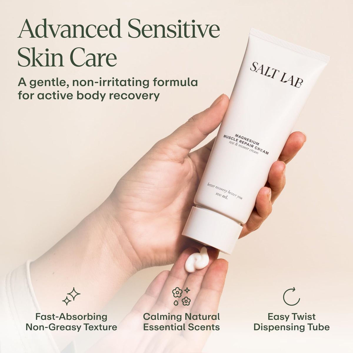 SALT LAB Crème Magnésium 100 mL application sur la peau