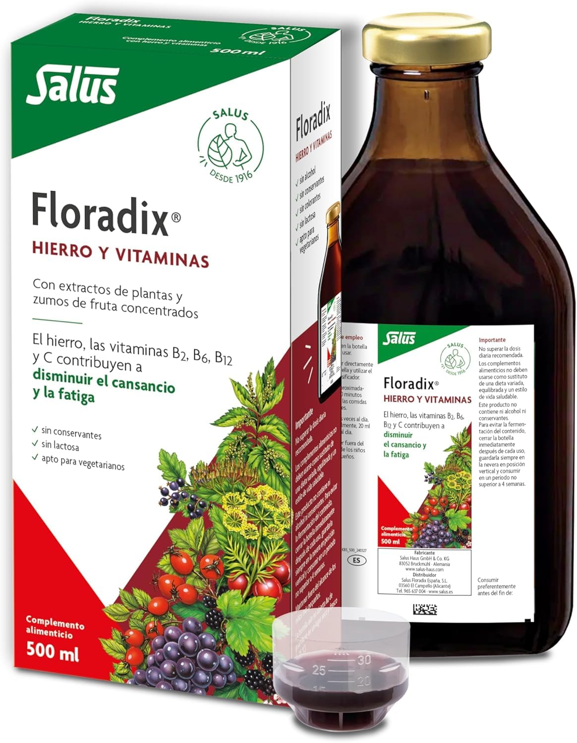 Salus Floradix Formule de Fer Liquide 500ml vue avant avec étiquette