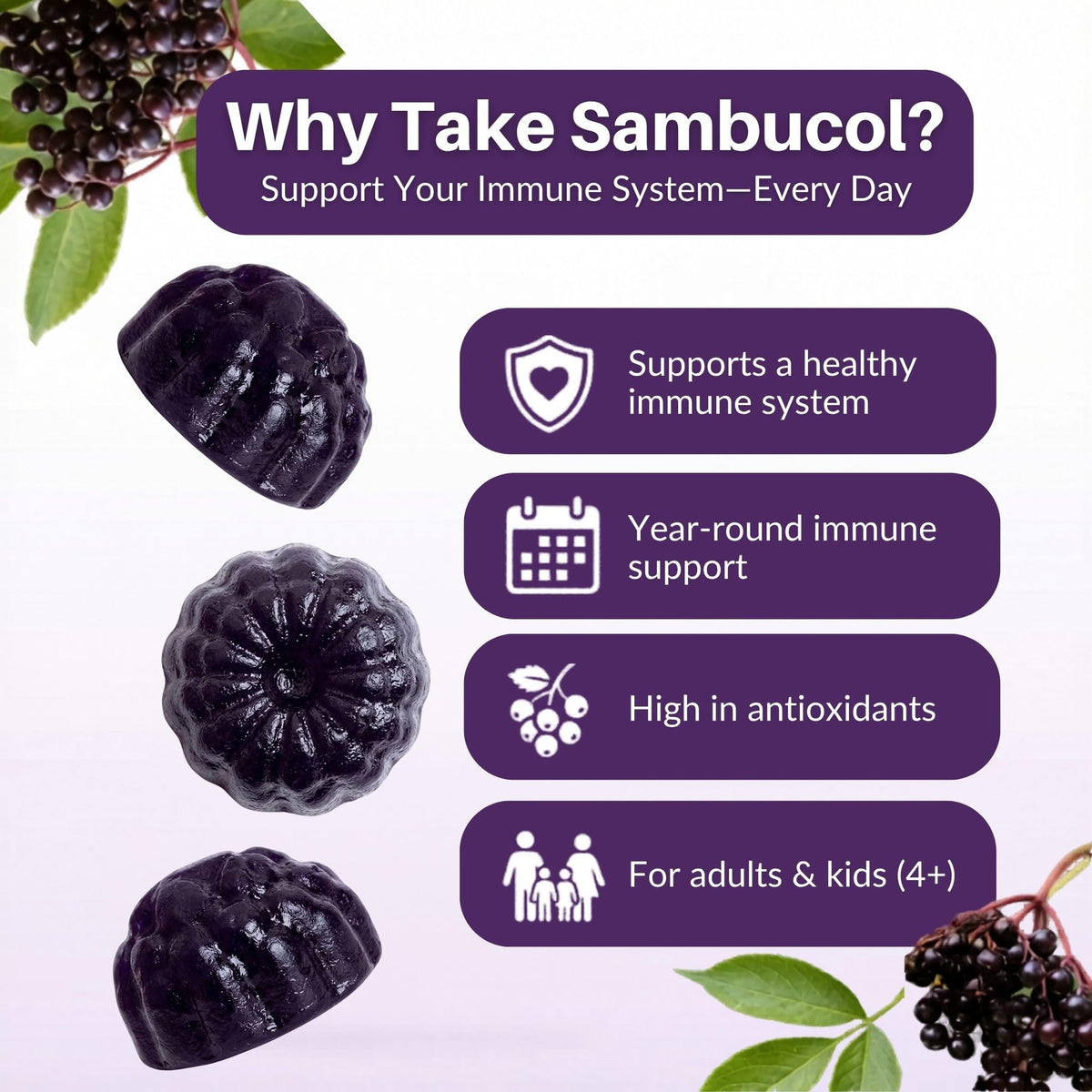Sambucol Gummies de Sureau Noir - Gomme individuelle au goût de baie