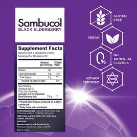 Sambucol Sirop de Sureau Noir 230 ml - étiquette