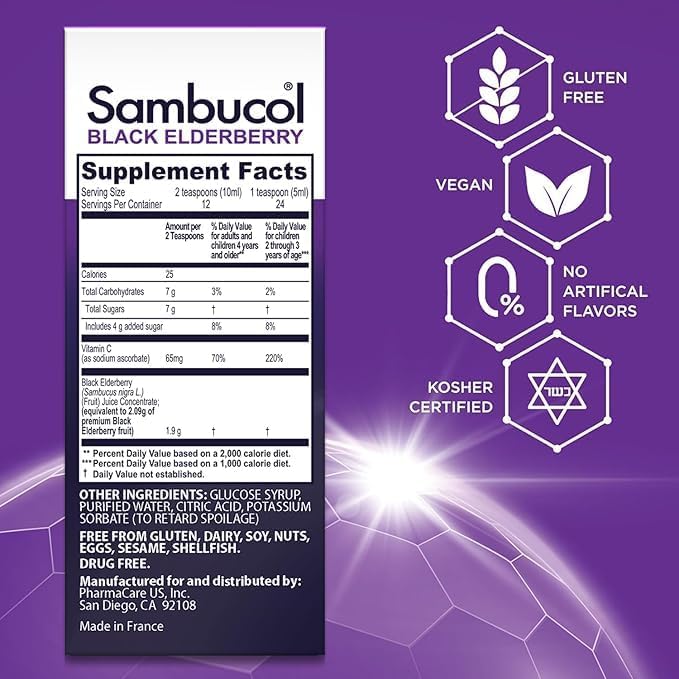 Sambucol Sirop de Sureau Noir, détails sur les baies de sureau