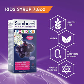 Sambucol Sirop de Sureau Noir pour Enfants 220 ml avec cuillère