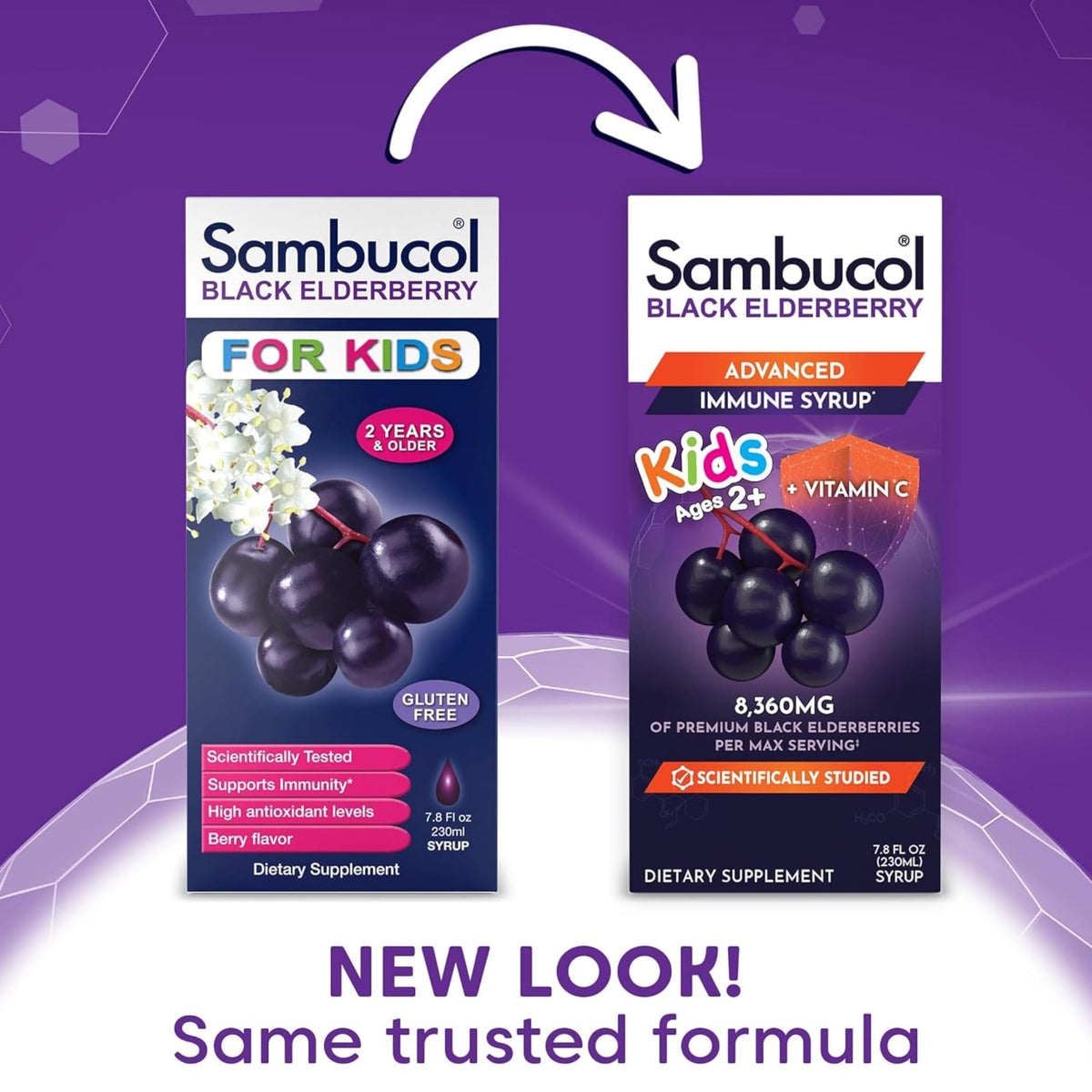 Sambucol Sirop de Sureau Noir pour Enfants 4 Fl Oz, bouteille arrière