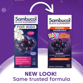Sambucol Sirop de Sureau Noir pour Enfants 4 Fl Oz, bouteille arrière