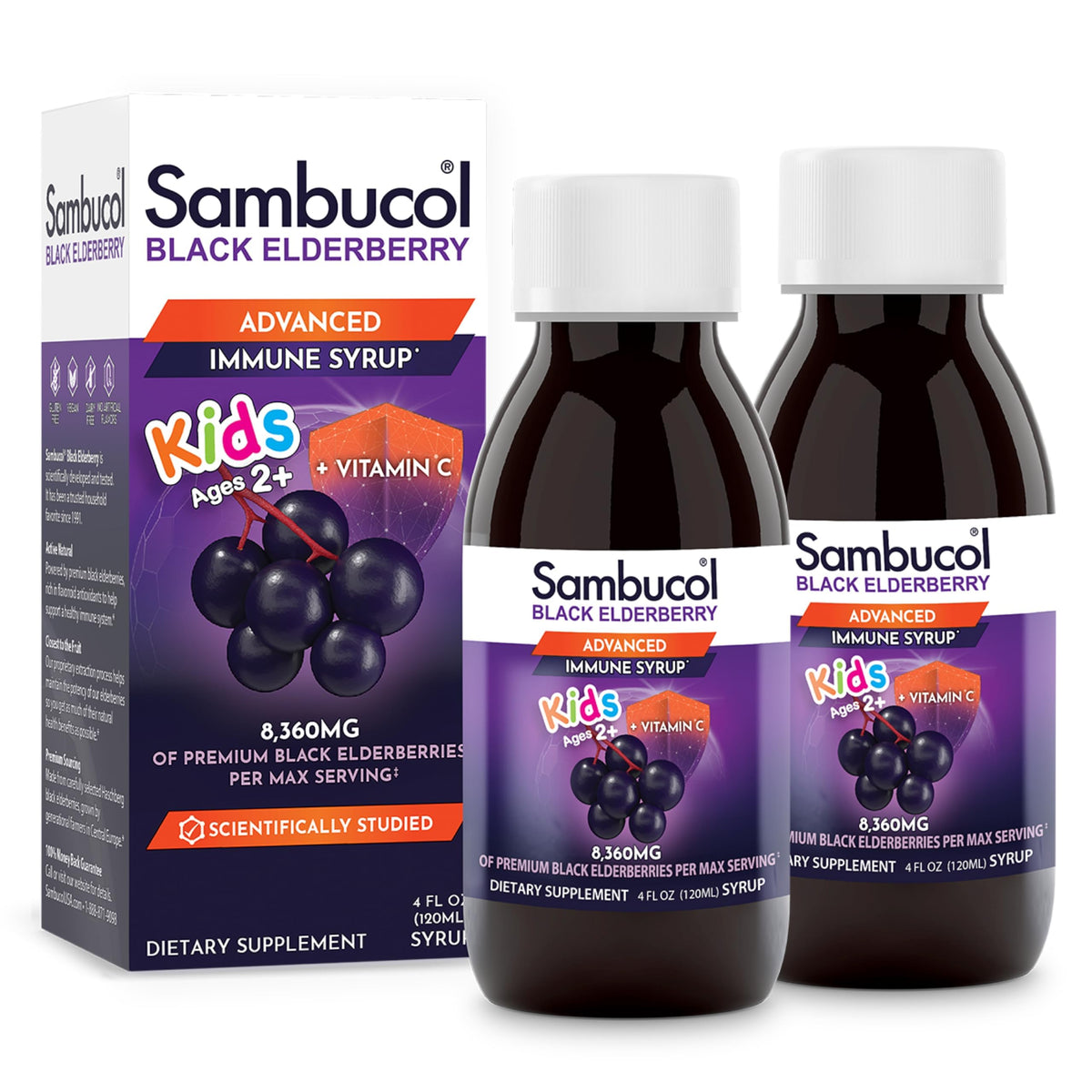 Sambucol Sirop de Sureau Noir pour Enfants 4 Fl Oz, bouteille avant