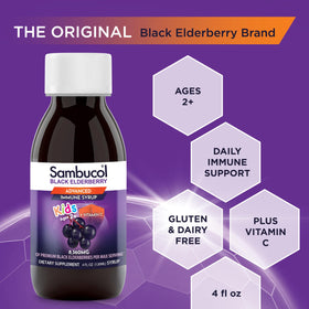 Sambucol Sirop de Sureau Noir pour Enfants 4 Fl Oz, présentation du produit