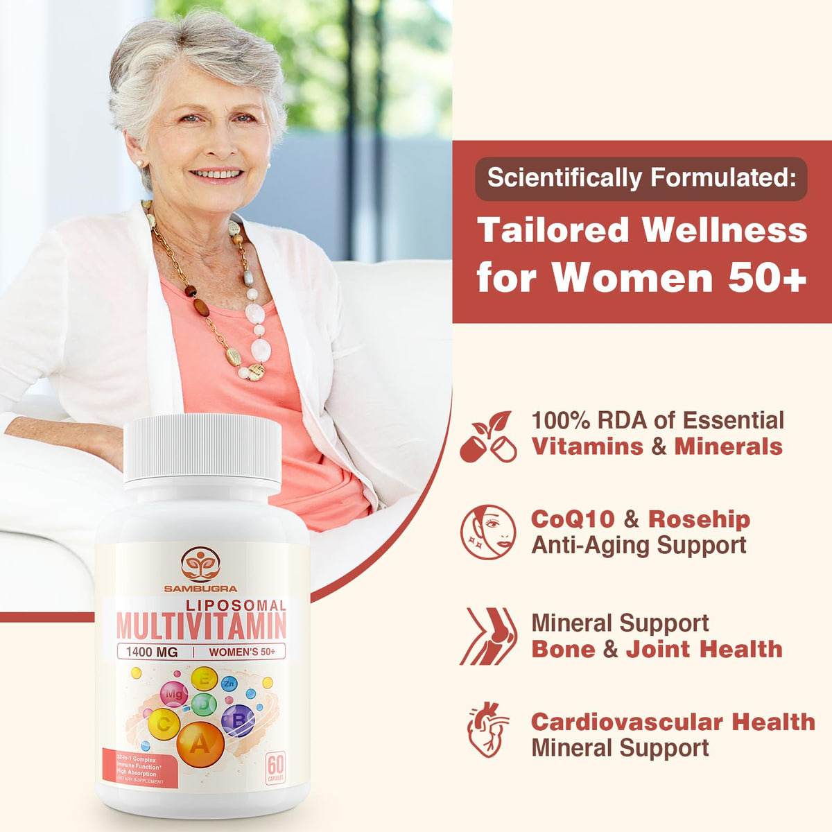 Sambugra Multivitamine Liposomale Femme 50+ capsules dans le flacon