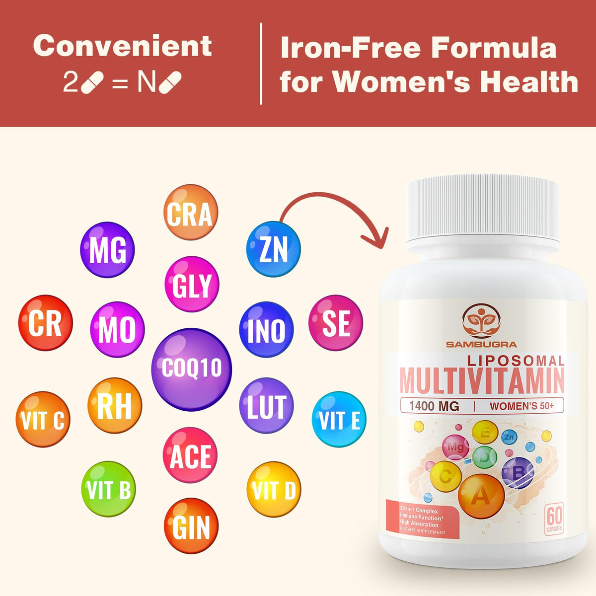 Sambugra Multivitamine Liposomale Femme 50+ environnement de vie sain