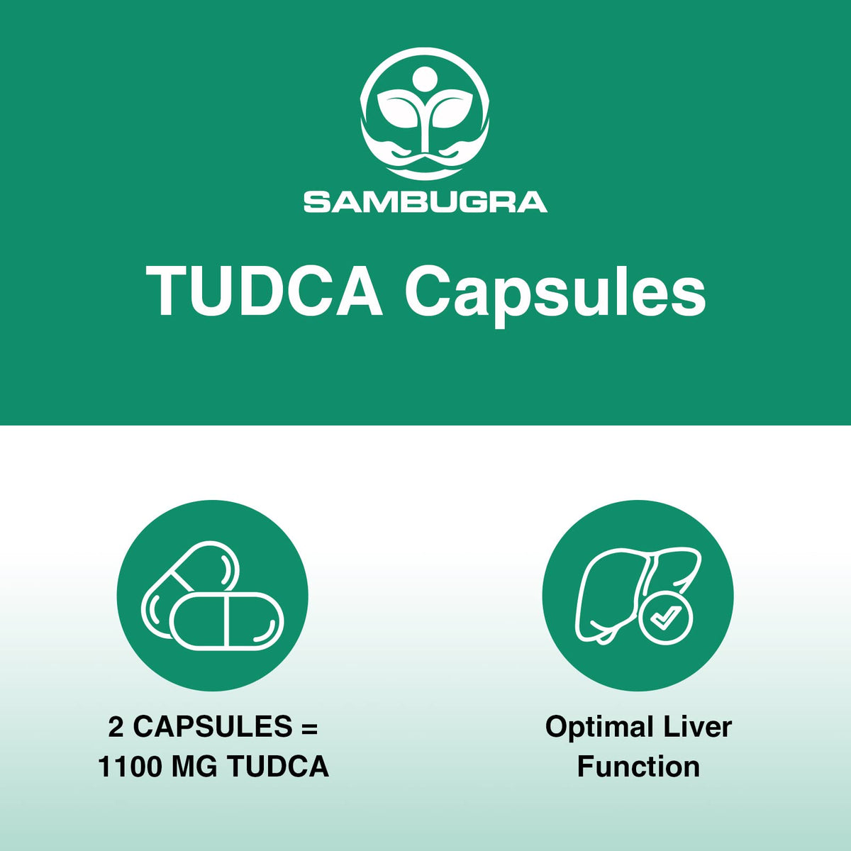 Sambugra TUDCA 1100mg capsules avec verre d'eau
